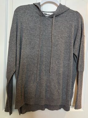 EUC JILL ROBERTS Womans Cashmere Gray Knit Hoodie Sweater size M